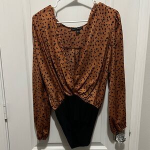 Haute Monde Brown and Black Spotted Bodysuit